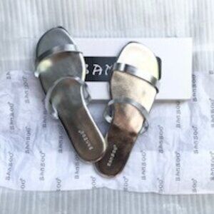 BAMBOO Flat Silver Sandals